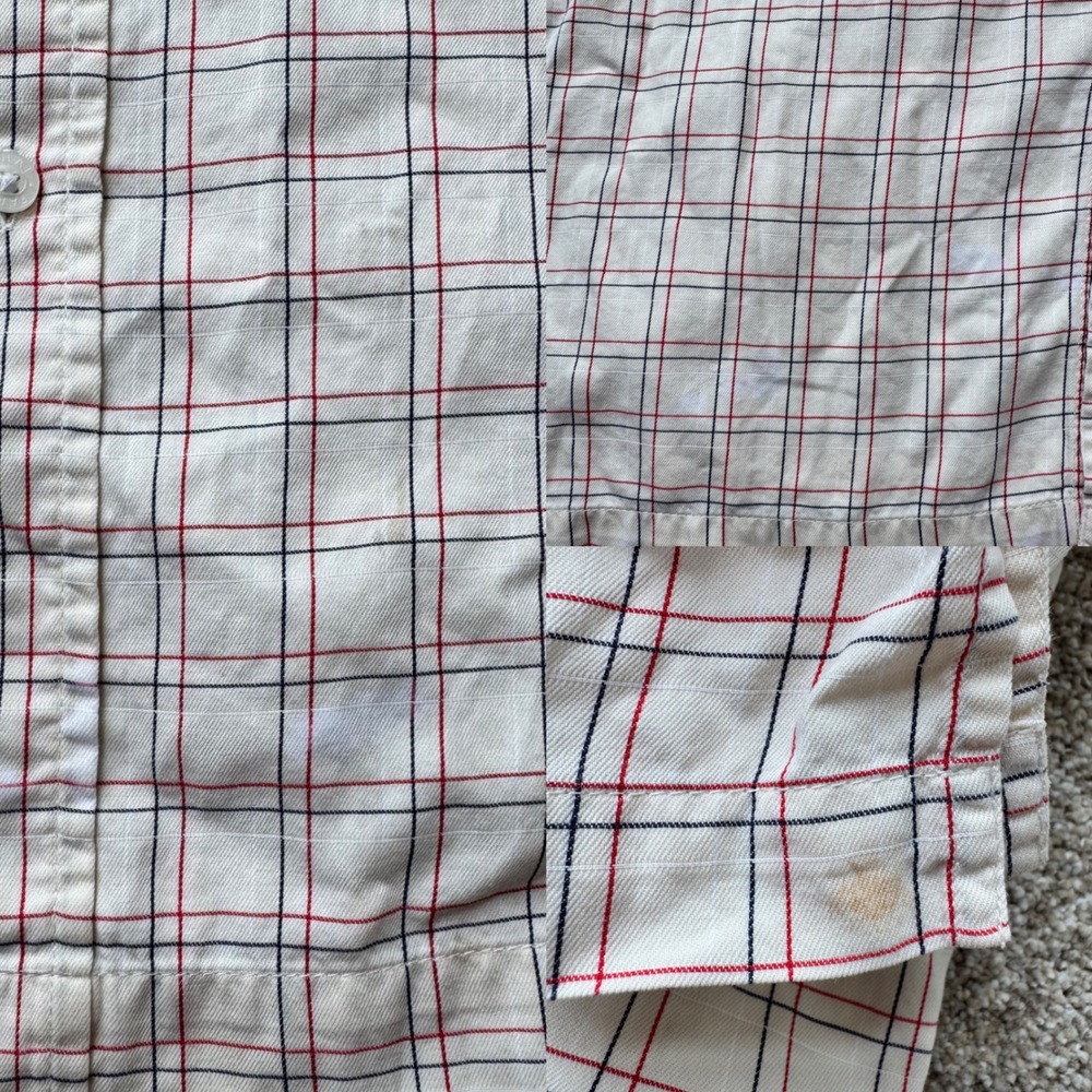 Phat Farm Short Sleeve Button Front Shirt Men Size XL Beige Plaid Y2K Streetwear - Picture 7 of 7